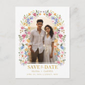 Kleurrijke Wildflower Garden Photo Save the Date Aankondigingskaart (Voorkant)