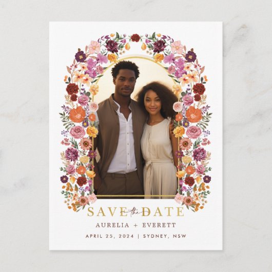 Kleurrijke Wildflower Garden Photo Save the Date Aankondigingskaart (Voorkant)