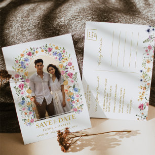 Kleurrijke Wildflower Garden Photo Save the Date Aankondigingskaart