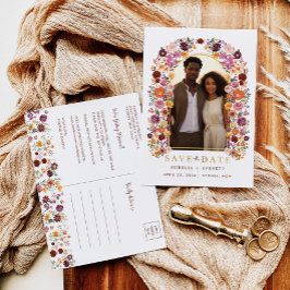 Kleurrijke Wildflower Garden Photo Save the Date Aankondigingskaart