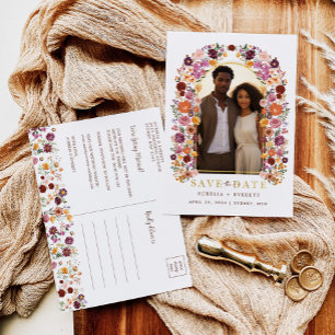 Kleurrijke Wildflower Garden Photo Save the Date Aankondigingskaart