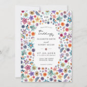 Kleurrijke Wildflower Garden QR Code Trouwfoto Kaart (Voorkant)