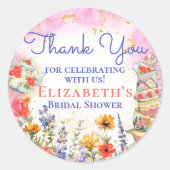 Kleurrijke Wildflower Garden Tea Party Dank u Ronde Sticker (Voorkant)