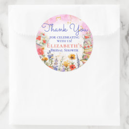Kleurrijke Wildflower Garden Tea Party Dank u Ronde Sticker