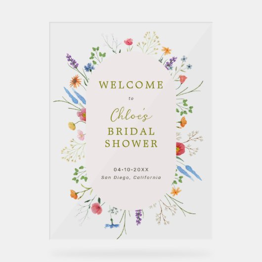 Kleurrijke Wildflower Garden Vrijgezellenfeest Wel Acryl Bord (Voorkant)