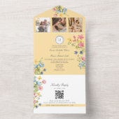 Kleurrijke Wildflower Garden Wedding All In One Uitnodiging (Binnen)
