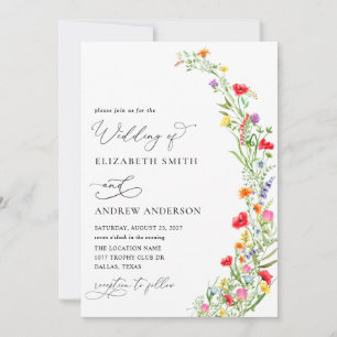 Kleurrijke Wildflower Garden Wedding Kaart