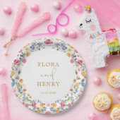 Kleurrijke Wildflower Garden Wreath Wedding Papieren Bordje (Feest)