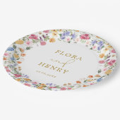 Kleurrijke Wildflower Garden Wreath Wedding Papieren Bordje (Gekanteld)