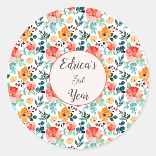 Kleurrijke Wildflower gemengd bloemmotief Ronde Sticker (Voorkant)
