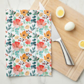 Kleurrijke Wildflower gemengd bloemmotief Theedoek (Quarter Fold)