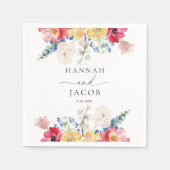 Kleurrijke Wildflower gepersonaliseerde bruiloft Servet (Voorkant)