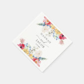 Kleurrijke Wildflower gepersonaliseerde bruiloft Servet (Hoek)