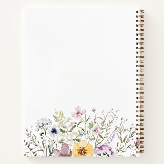 Kleurrijke Wildflower Gepersonaliseerde Receptenbo Notitieboek (Achterkant)