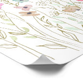 Kleurrijke Wildflower Golden Ink en waterverf Poster (Hoek)
