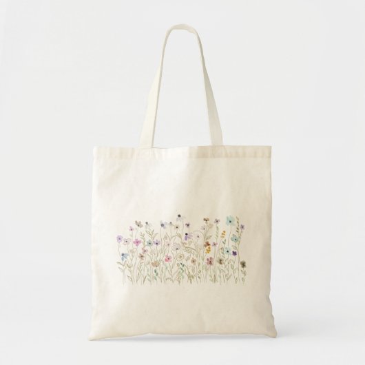 Kleurrijke Wildflower Golden Ink en waterverf Tote Bag (Voorkant)