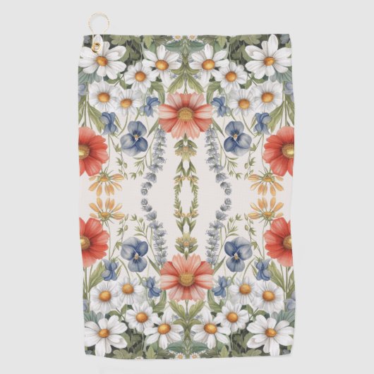 Kleurrijke Wildflower Golf Handdoek (Voorkant)