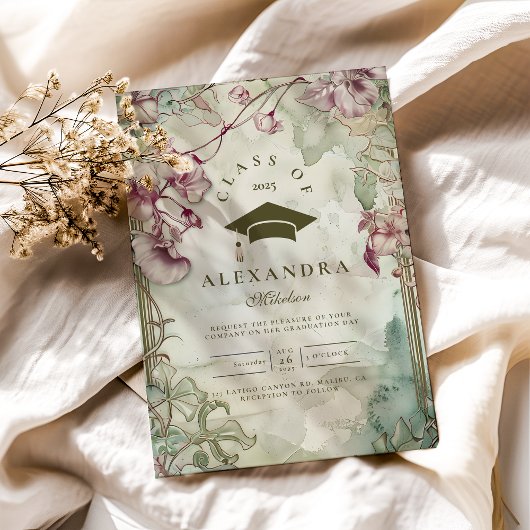 Kleurrijke Wildflower Graduation Party Kaart