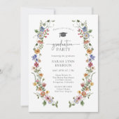 Kleurrijke Wildflower Graduation Party Kaart (Voorkant)