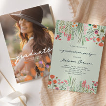 Kleurrijke Wildflower Graduation Party Uitnodiging