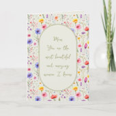 Kleurrijke Wildflower Groene Ovale Moederdag Feestdagen Kaart (Voorkant)