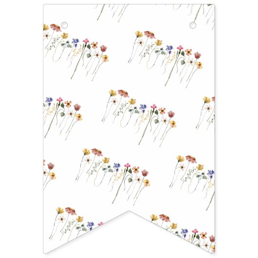 Kleurrijke Wildflower Happy Birthday Big Vlaggetjes (Eerste vlag)