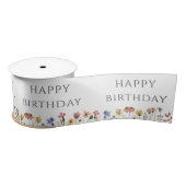 Kleurrijke Wildflower Happy Birthday Satin Ribbon Satijnen Lint (Spoel)