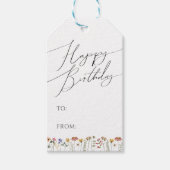 Kleurrijke Wildflower Happy Birthday Script Cadeaulabel (Voorkant)