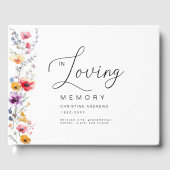 Kleurrijke Wildflower "In Loving Memory" begrafeni Gastenboek (Voorkant)