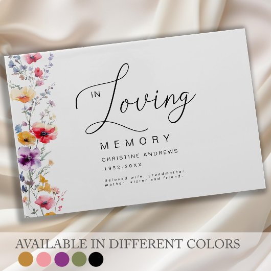 Kleurrijke Wildflower "In Loving Memory" begrafeni Gastenboek