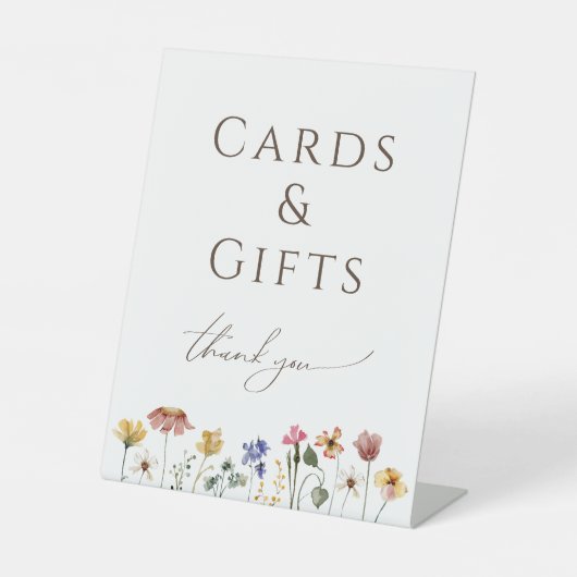 Kleurrijke Wildflower Kaarten en geschenken Verjaa Reclamebord Met Voetstuk (Voorkant)