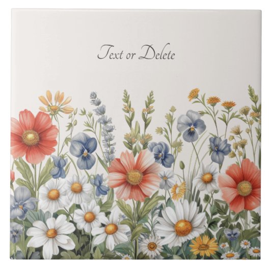 Kleurrijke Wildflower Keramische Tegel Tegeltje (Voorkant)