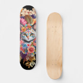 Kleurrijke Wildflower & Kitten Patroon Skateboard (Voorkant)