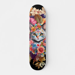 Kleurrijke Wildflower & Kitten Patroon Skateboard