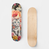 Kleurrijke Wildflower & Kitten Patroon Skateboard (Voorkant)