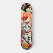 Kleurrijke Wildflower & Kitten Patroon Skateboard (Voorkant)