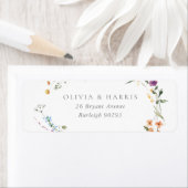 Kleurrijke Wildflower Krans Retouradres Etiket (Insitu)