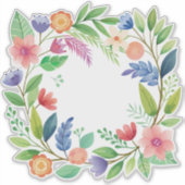 Kleurrijke Wildflower krans Sticker (Voorkant)