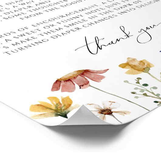 Kleurrijke Wildflower Late Night Luiers Teken Poster (Hoek)