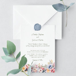 Kleurrijke Wildflower lente bruiloft Kaart