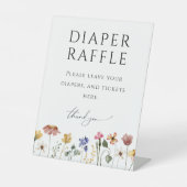 Kleurrijke Wildflower Luier Raffle Baby shower Reclamebord Met Voetstuk (Voorkant)