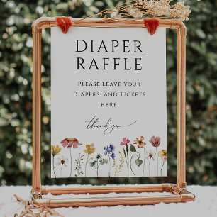 Kleurrijke Wildflower Luier Raffle Baby shower tek Poster