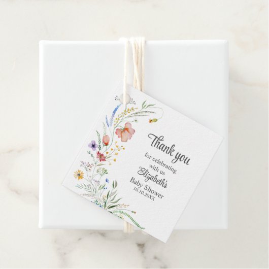 Kleurrijke Wildflower Meadow Baby shower dank u Bedankjes Labels (In situ)