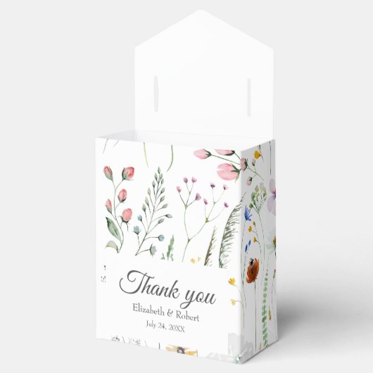 Kleurrijke Wildflower Meadow Bruiloft Dank u Bedankdoosjes (Geopend)