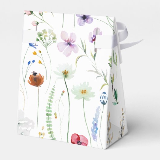 Kleurrijke Wildflower Meadow Bruiloft Dank u Bedankdoosjes (Achterkant)