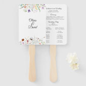 Kleurrijke Wildflower Meadow Bruiloft Programma Handwaaier (Voorkant en achterkant)