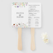 Kleurrijke Wildflower Meadow Bruiloft Programma Handwaaier (Voorkant en achterkant)