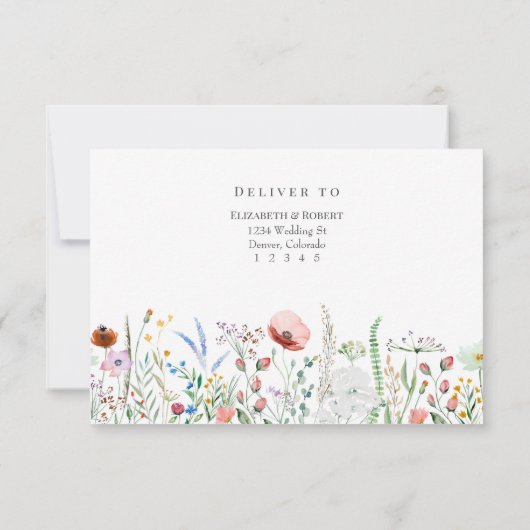 Kleurrijke Wildflower Meadow Bruiloft RSVP Kaart (Achterkant)
