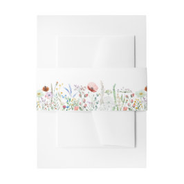 Kleurrijke Wildflower Meadow Invitation Belly Band Uitnodigingen Wikkel