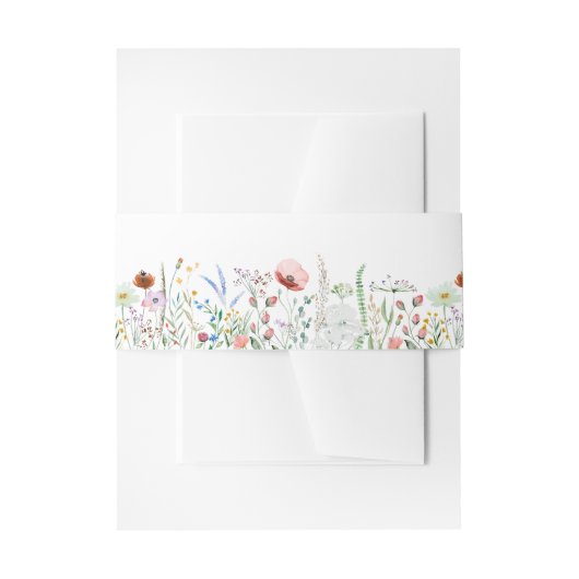 Kleurrijke Wildflower Meadow Invitation Belly Band Uitnodigingen Wikkel (Voorkant Voorbeeld)